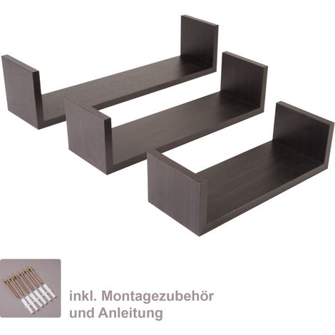 3er Wandregal-Set in wengé (1/5)