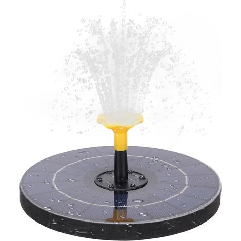 Fontaine solaire extérieure avec bain d'oiseaux, éclairage LED couleur, 6 buses et 3 tiges, pour bassin de jardin ou piscine, couleur noire. (1/5)