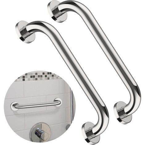 Barres d'appui de douche 2 x 20 cm, acier inoxydable, poignée de baignoire, porte-serviettes, poignée de douche, fixation murale, barres de sécurité pour enfants enceintes, personnes âgées handicapées (1/3)