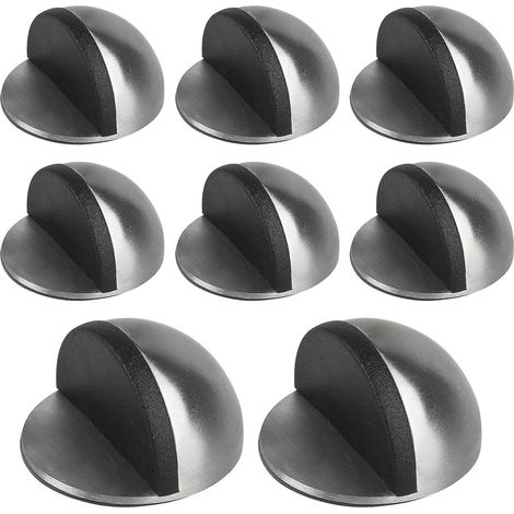 Topes de puerta autoadhesivos de acero inoxidable para suelo (8 unidades), topes de pared con topes de goma, para dormitorios, balcones, muebles y suelos. (1/5)