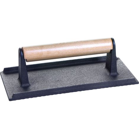 Gusseisenkuss® Fleisch- und Burgerpresse aus Gusseisen mit Holzgriff 21x11 cm (1/2)
