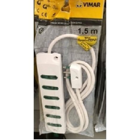 VIMAR Multipresa 6 Uscite Bpresa 1,5m Cavo Spina Piatta 16a Bianco