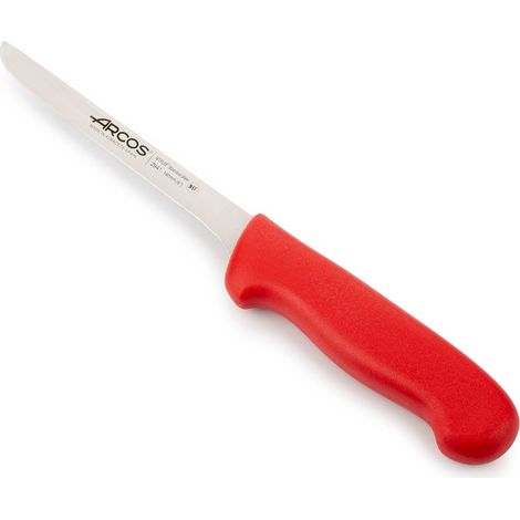 Coltello Boner Arcos Colore - Prof. 294122 in acciaio inox Nitrum e mango ergonomico rosso Polipropilene e 16 Lama cm.