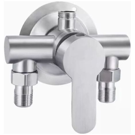 Interrupteur de robinet de douche en acier inoxydable G1/2 Filetage 304 Mélangeur d'eau chaude et froide Poignée en métal murale (1/4)