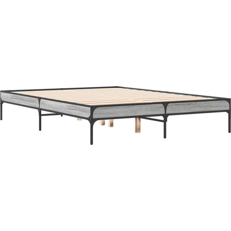 Cadre de lit sonoma gris 120x200 bois d'ingénierie et métal (1/5)