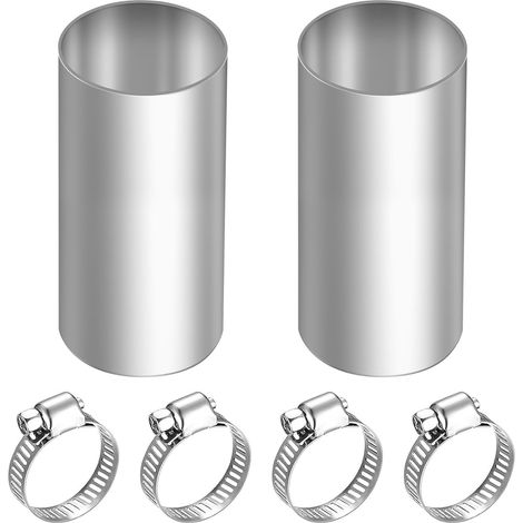 Raccord de chauffage auxiliaire pour tuyau d'échappement (2 pièces, diamètre 24 mm) avec 4 colliers de serrage Raccord de tuyau d'échappement pour chauffage auxiliaire, rallonge de tuyau, en acier in (1/5)