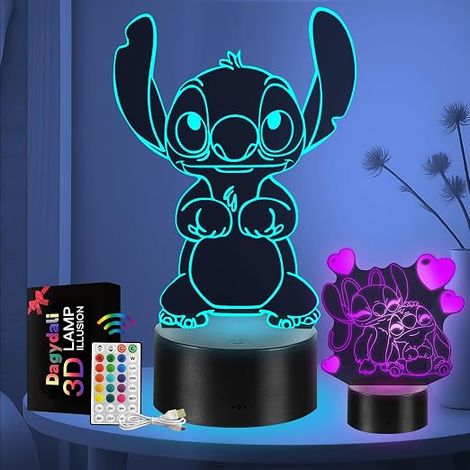 2-in-1 Lamp - 3D LED Night Light for Children, USB Smart Remote Control Bedside Lamp 16 Colours Christmas Gift Children's Room Decoration Holiday Gift (1/5)