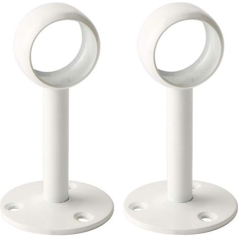 Support de tringle à rideaux 2 pièces – Acier inoxydable blanc brillant – Diamètre 26 mm – Installation plafond avec 3 trous