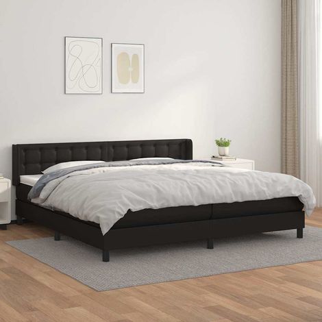 Sommier à lattes de lit avec matelas Noir 200x200 cm Similicuir (1/5)