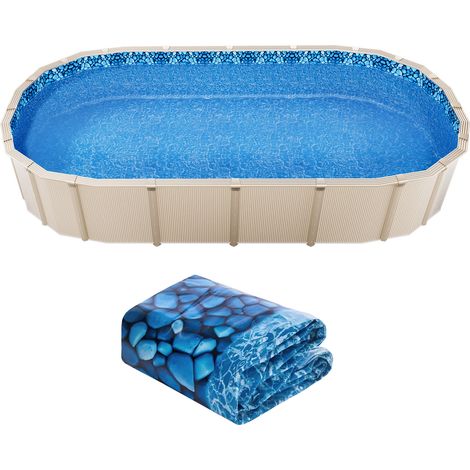 Mophorn Rivestimento per Piscina Forma Ovale per Piscina Dimensioni 12 x 24 Piedi, Rivestimento Protezione con Ganci Unibead Altezza Parete 52 Pollici Materiale Vinile (1/5)