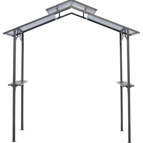 Gazebo para barbacoa con techo ignífugo de acero y PC 240 x 150 x 250 cm negro (1/5)