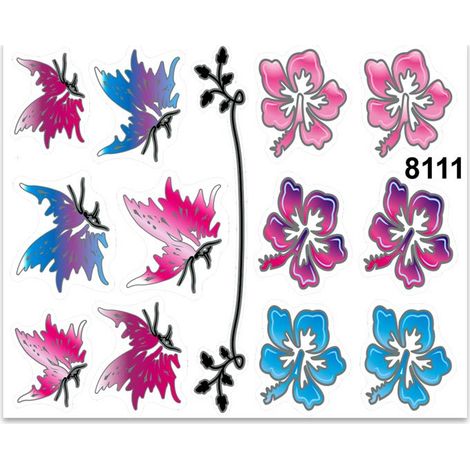 Adesivi Stickers Medi Fiori e Farfalle 13,5 x 16 cm (1/4)