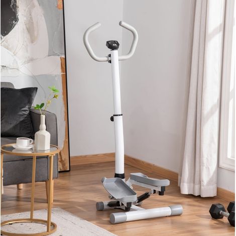 Stepper da casa con schermo LCD e manubrio regolabile, 55 x 53 x 118-128 cm, bianco e grigio (1/5)