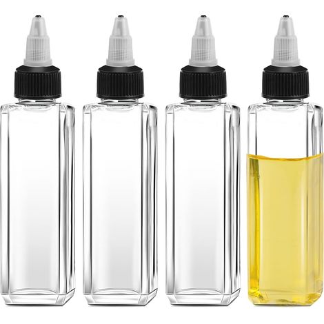 Lot de 4 flacons souples (3,4 oz / env. 100 ml) avec bouchons à vis flacons distributeurs en plastique étanches. (1/5)