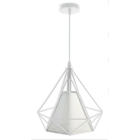 TrAdE Shop Traesio - Lampadario Diamante Da Soffitto Sospeso Pendente Moderno Plafoniera E27 B20 - Bianco (1/2)