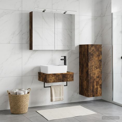 vidaXL Bathroom Cabinet Set 4 pcs Smoked Oak Engineered Wood (1/5)