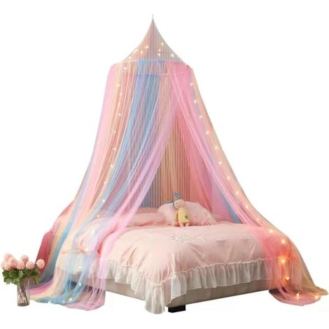 Ciel de lit pour filles, ciel de lit arc-en-ciel, tente de jeu moustiquaire princesse pour enfants, moustiquaire suspendue pour la décoration de chambre d'enfant (arc-en-ciel) (1/3)