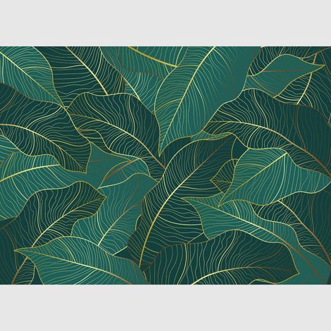 Papier peint intissé - Feuilles émeraude - 375x270 cm (1/5)