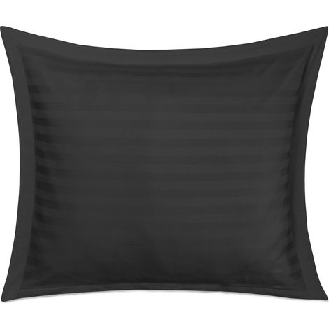 Kissenbezug 70x80 cm, Baumwolle mit Bambusfaser, gestreift, schwarz (1/4)