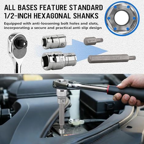 Torx Male Sockets 1/2 Inch, 3/8 Inch, Torx Impact Socket, Hexagonal Socket Kit T20-T55 M5-M12 H4-H12 Box, for Car Repair (1/3)
