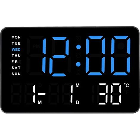 Réveil électronique multifonctionnel simple à LED, horloge de chevet, horloge numérique simple GH0722, lumière bleue (1/3)