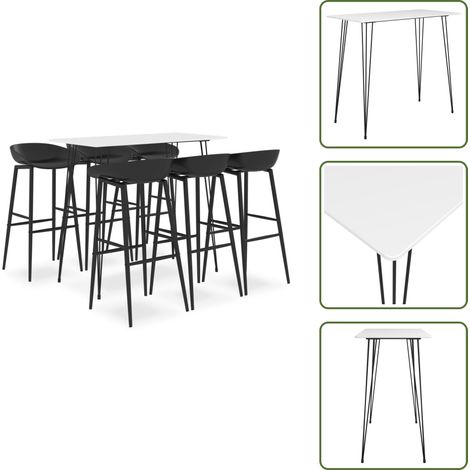 Ensemble de bar 7 pcs Blanc et noir - Ensemble De Bar - Meuble De Salle À Manger - Mobilier Moderne - Table De Bar - Tabourets De Bar (1/5)