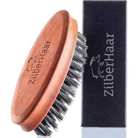 Brosse à Barbe de Voyage - 1 Unité - Poils de Sanglier et Bois de Poirier - Démêlage et Soin Quotidien - Pour Hommes en Déplacement - Format Compact (1/5)