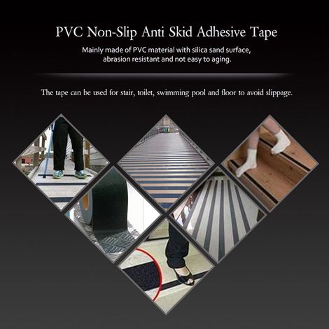Ruban adhésif antidérapant en PVC 5 m x 5 cm pour la sécurité et la décoration des escaliers et des sols (transparent) (1/5)