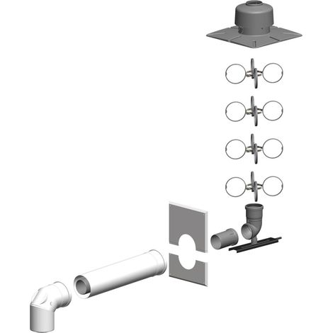 ATEC Set pozzetto SV-Schacht-Set DN 80/125 -DN 80 sistema di scarico fumi PP/acciaio bianco, 1473