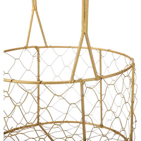 Cestino per fiori in ferro battuto color oro - Confezione per bouquet di fiori fatti a mano (1/5)
