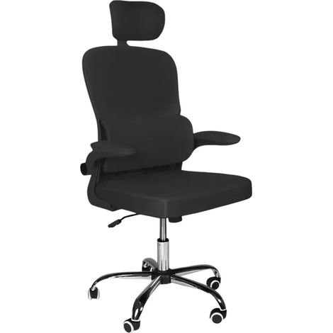 Sedia da ufficio ergonomica Vibes con tessuto a rete nero con base cromata (1/4)