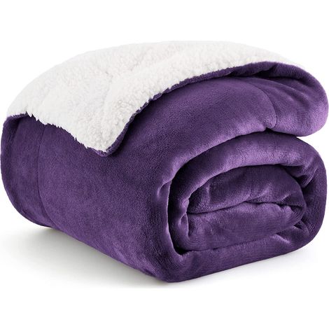 Couverture polaire sherpa Cozy Comfort, format lit simple, violette - Épaisse et chaude, douce et moelleuse, 152 x 203 cm (1/5)