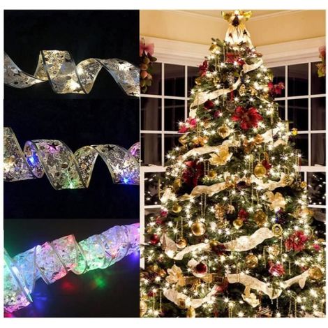 Guirlande Lumineuse Ruban - 4 m - 40 LED Jaune - Pour Arbre de Noël Décoration Intérieur Extérieur - 1 Pièce (1/2)