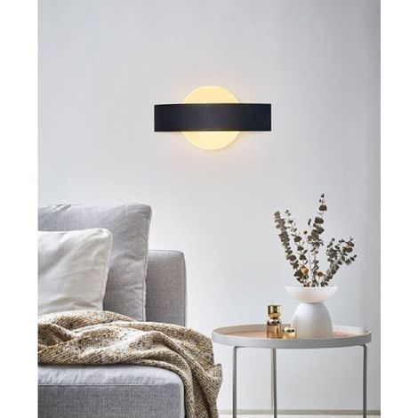 TrAdE Shop Traesio - Applique Led Parete Moderna Nera 8 W Doppia Emissione Luce 6500k 3000k 4000k E17 - -Bianco Caldo -
