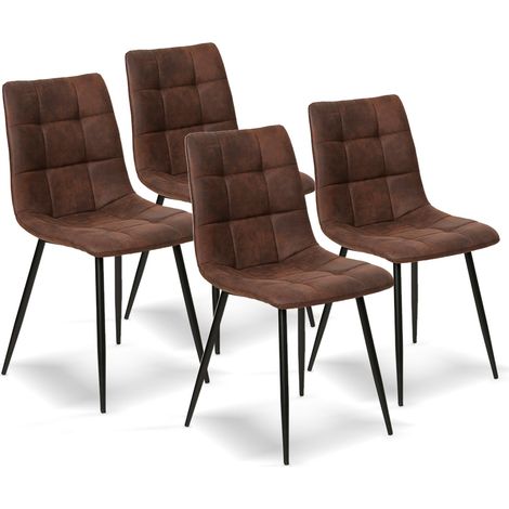 Chaise de Salle à Manger Barcelona Métal et Tissu Marron Chromé Lot de quatre LA SILLA ESPAÑOLA (1/5)