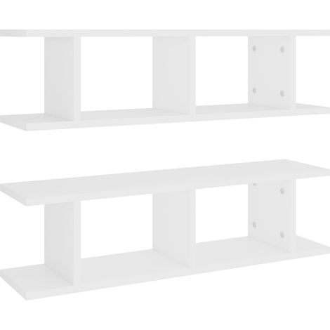 Maison Exclusive - Wandregale 2 Stk. Weiß 75x18x20 cm Holzwerksto (1/5)