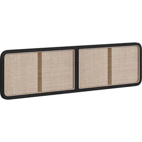 vidaXL Testiera con testiera Nero 200 x 55 x 3 cm Rattan (1/5)