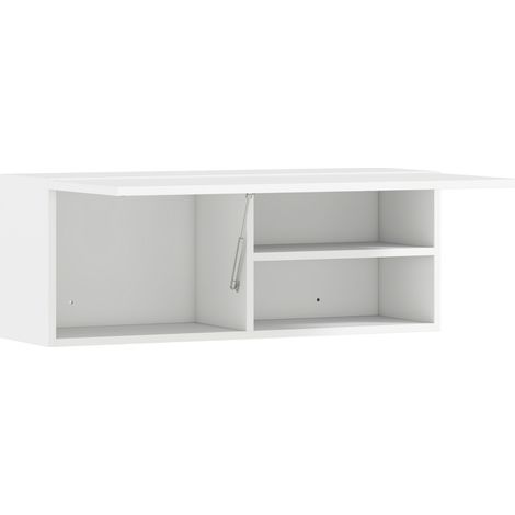 Armoire murale salle de bain porte basculante ressort à gaz blanc 80x25x30cm (1/5)