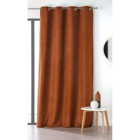 Rideau chataigne aspect velours - 145x260cm - Marron