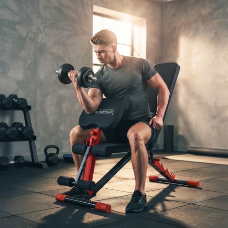 Panca Fitness Pieghevole Multifunzione 300 kg, Inclinabile, Declinabile e Piana, 7 Angoli Regolabili per Allenamento Muscolare a Casa. (1/5)