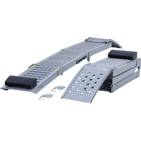 Jeu de Rampes Pliables 2 pcs - 343 x 291 x 604 mm - Acier Robuste - Chargement Facile et Sécurisé - D-Work