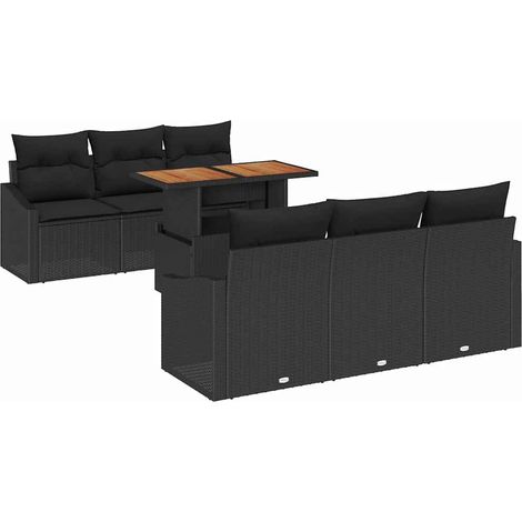 Garden Sofa Set with Storage 7 pcs Black Poly rattan vidaXL (1/5)