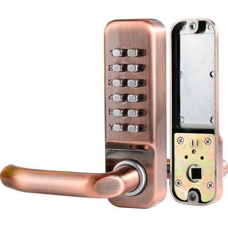 Serrure de porte mécanique intelligente numérique à bouton-poussoir, clavier numérique sans clé, étanche (1/5)