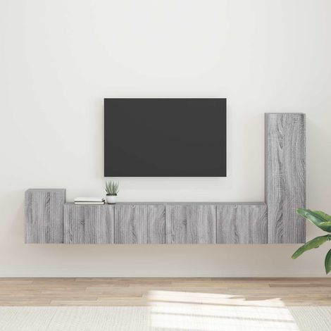 TV-Schrankset Wandmontiert 3 pcs Graues Sonoma Holzwerkstoff