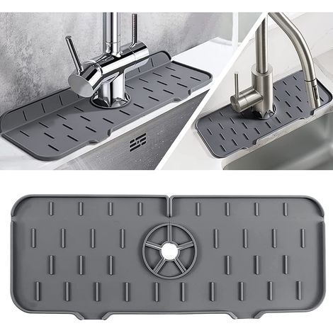 Protection anti-éclaboussures pour évier, tapis de lavage en silicone, protection anti-éclaboussures pour robinet, séparateur en silicone sous robinet, support pour cuisine et salle de bain (1/5)