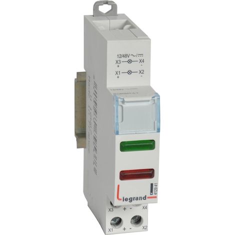 Legrand 412941 Voyant à LED CX³ double 12V à 48V ou 12V à 48V - vert et rouge - 1 module (1/2)