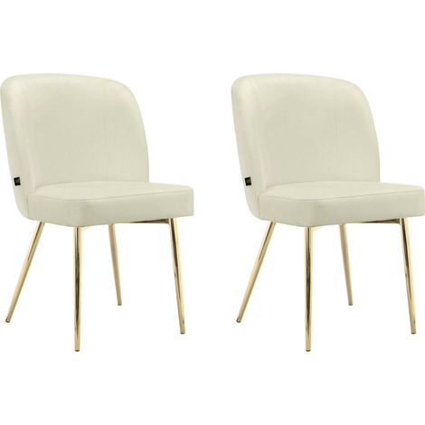 NaganoLot de 2 chaises de salle à manger en tissu crème (1/5)