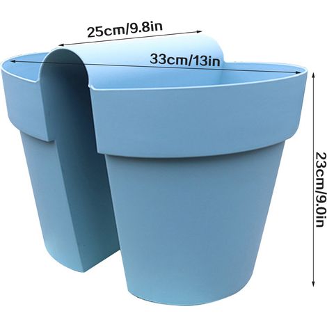Set aus 2 hängenden Blumentöpfen aus dickem PP-Harz, weiße Farbe, für Bürogeländer oder Balkon. (1/5)