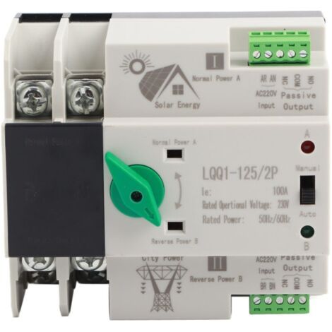 Commutateur de transfert automatique double puissance 2P, Circuit milliseconde, contrleur rapide AC230V 100A PV domestique (1/5)