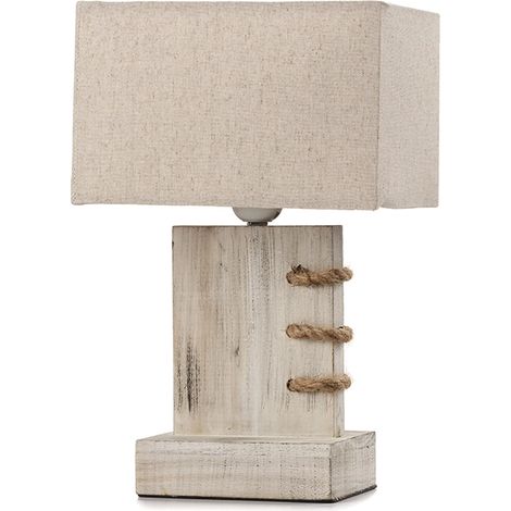 lampada da tavolo "gea" legno e corda, e27 (1/4)
